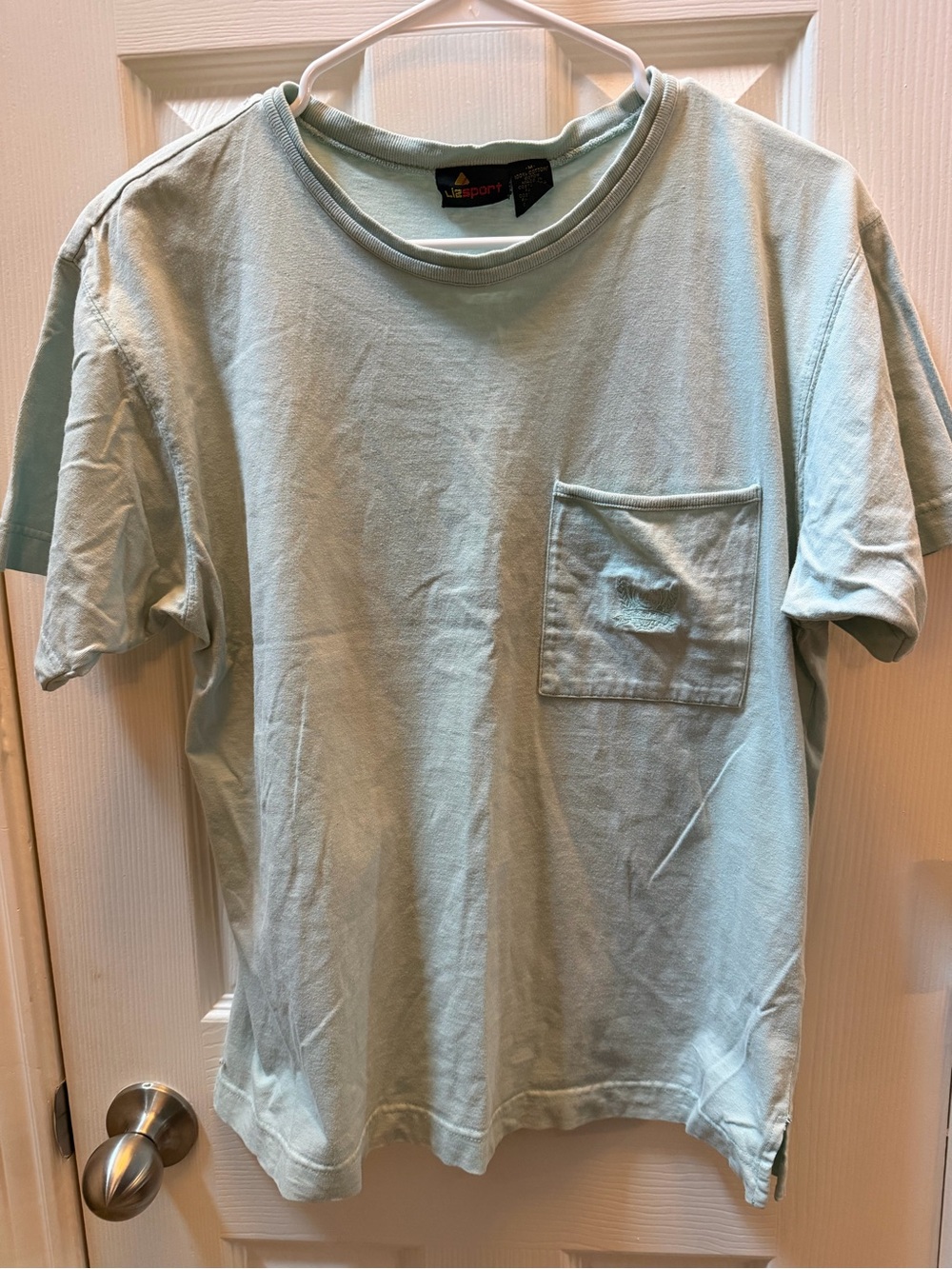 LizSport vintage Mint Green Short-Sleeve Pocket Tee 100% cotton size M